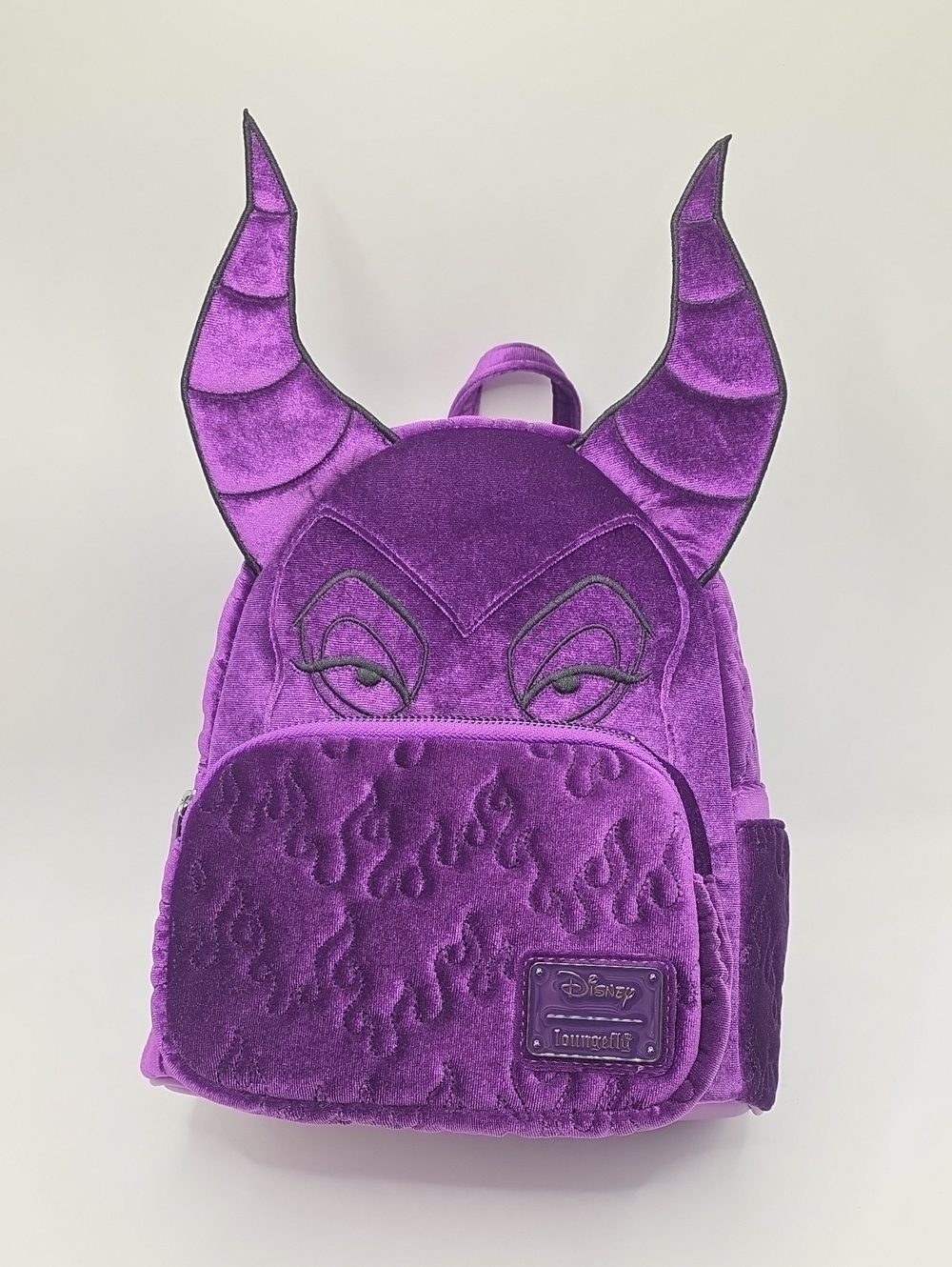 Loungefly Disney Maleficent Purple Velvet Mini Backpack with Horns